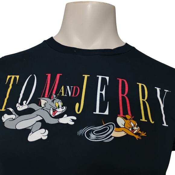 Tom and Jerry Short Sleeve T-shirt Size Small Black Pullover Crewneck - Picture 3 of 6